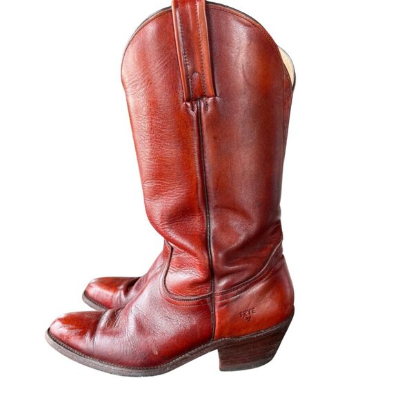 FRYE Mens Billy Mahogany Vintage Leather Western Cowboy Boots Mens Size 9.5 - Picture 4 of 9